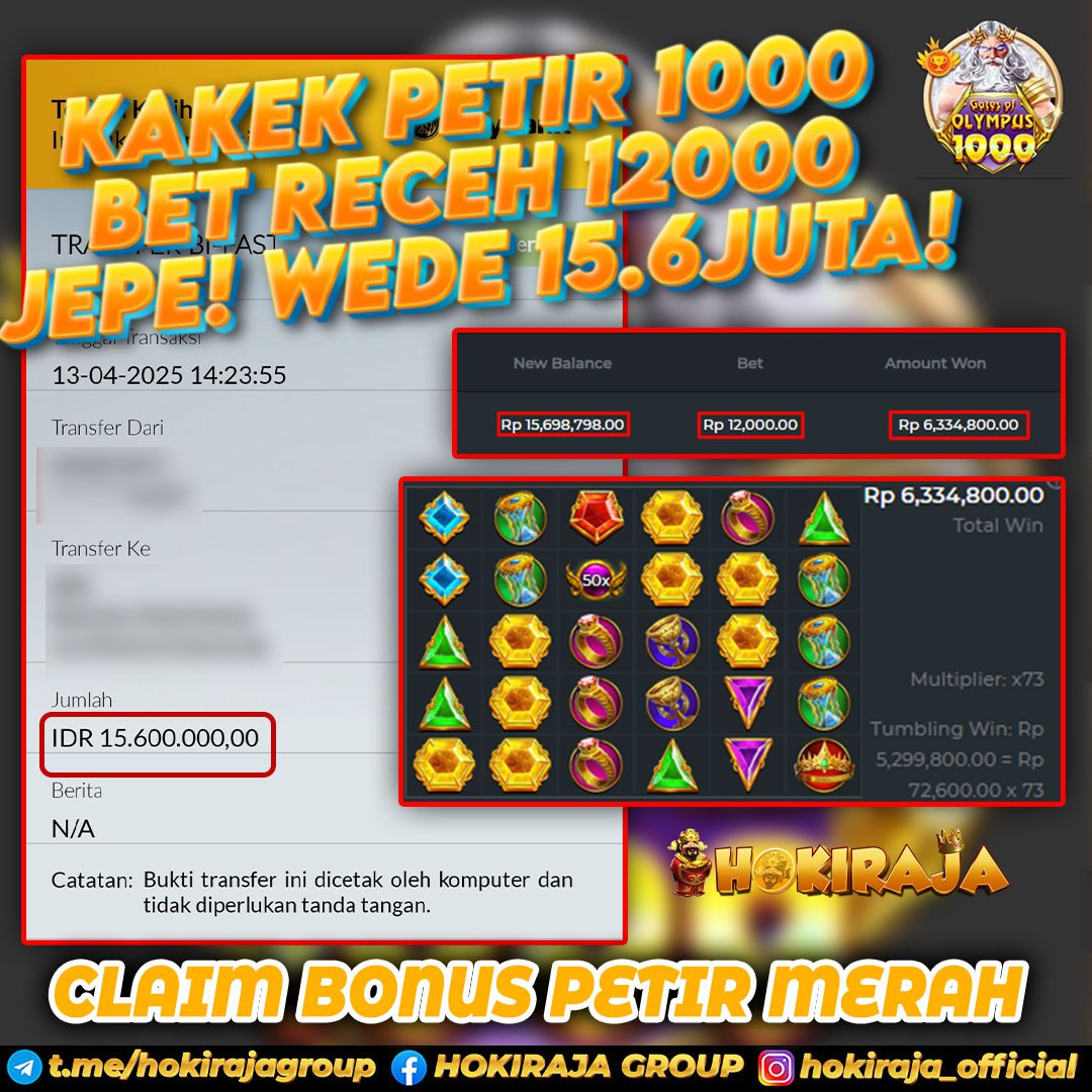 HOKIRAJA JACKPOT SLOT GATES OF OLYMPUS 1000 RP 15.600.000 ID : WIX***